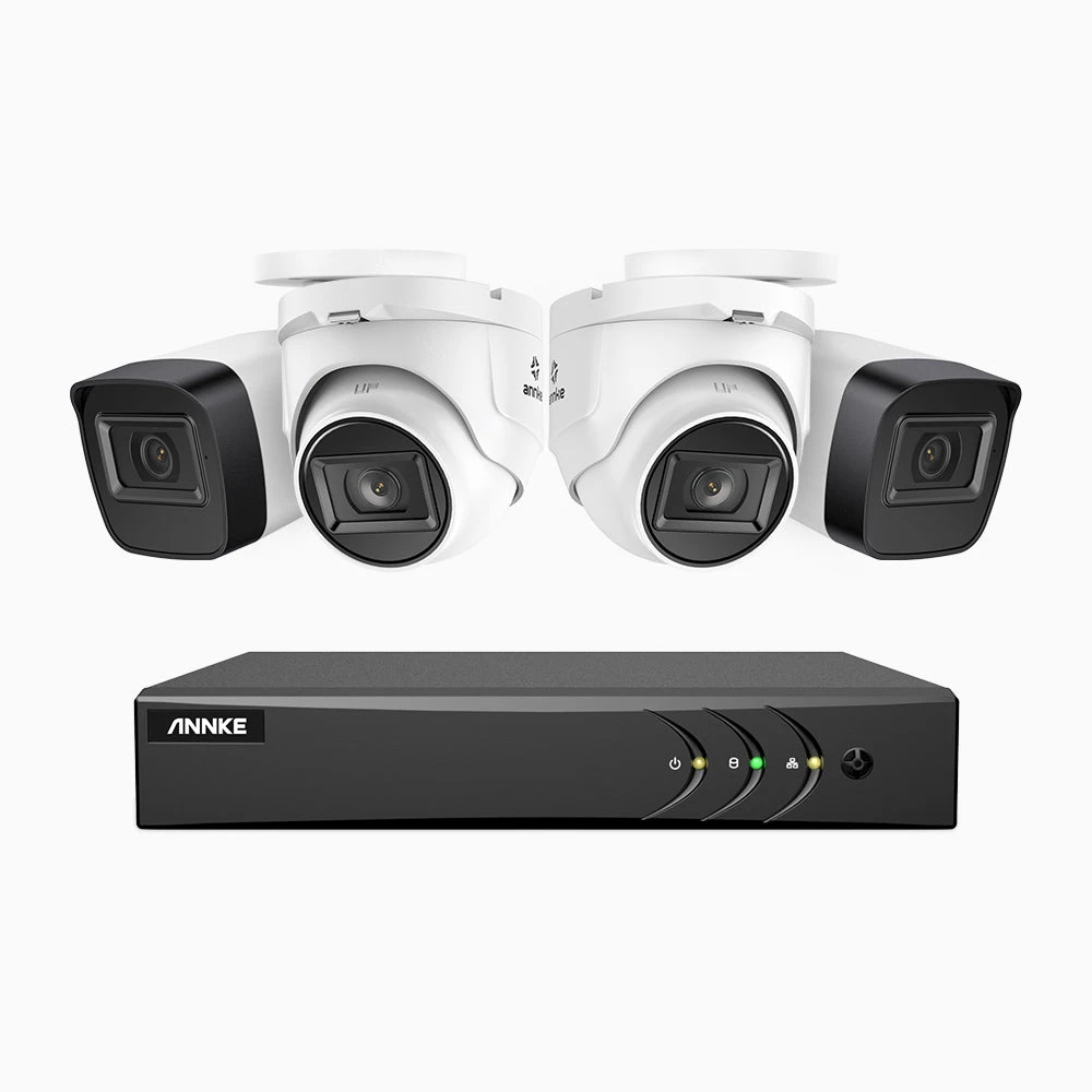 EL200 - 1080p 8 Channel Outdoor Wired Security CCTV System with 2 Bullet & 2 Turret Cameras, 3.6 MM Lens, Smart DVR with Human & Vehicle Detection, 66 ft Infrared Night Vision, 4-in-1 Output Signal,…