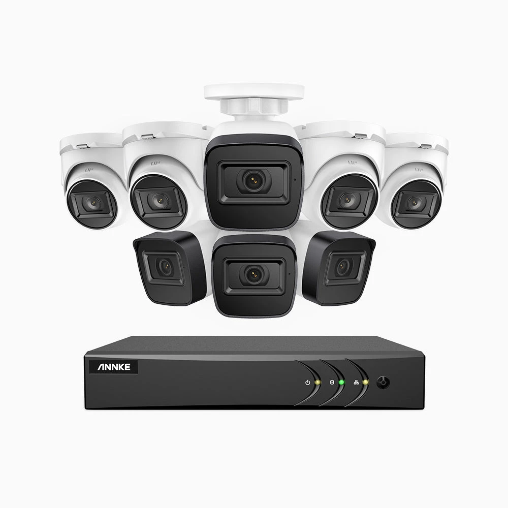 EL200 - 1080p 16 Channel Outdoor Wired Security CCTV System with 4 Bullet & 4 Turret Cameras, 3.6 MM Lens, Smart DVR with Human & Vehicle Detection, 66 ft Infrared Night Vision, 4-in-1 Output Signal,…