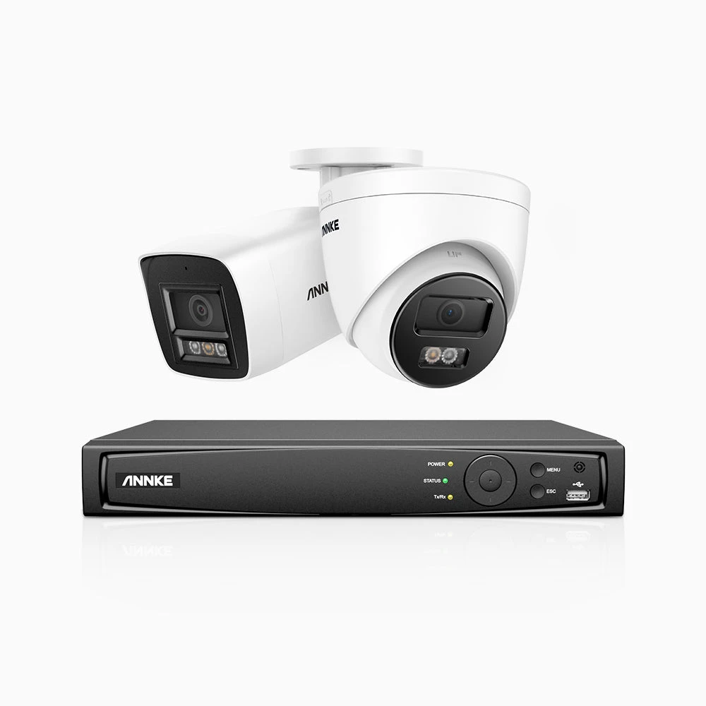 H800 - 4K 4 Channel PoE Security CCTV System with 1 Bullet & 1 Turret Cameras, Human & Vehicle Detection, Colour & IR Night Vision, Built-in Mic, RTSP Supported