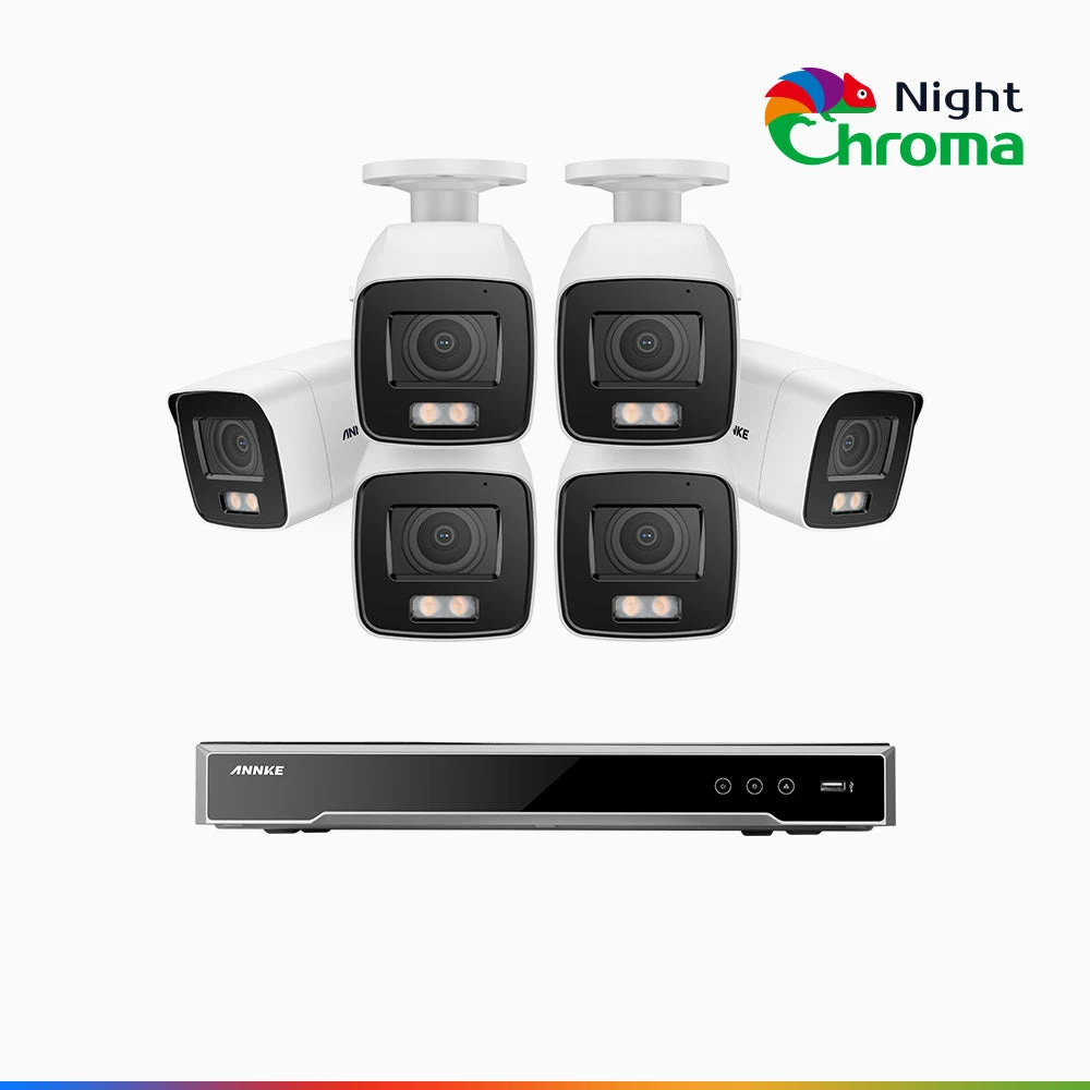NightChromaTM NCK800 – 4K 8 Channel 6 Cameras PoE Security System, f/1.0 Super Aperture, Colour Night Vision, 2CH 4K Decoding Capability, Human & Vehicle Detection, Intelligent Behavior Analysis, Bui…