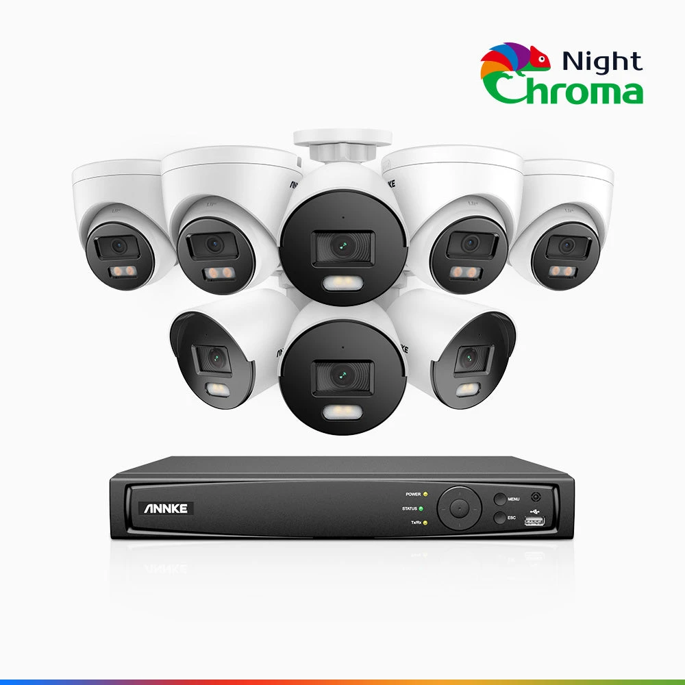 ANNKE NCK500 8 Channel 4 Bullet & 4 Turret Cameras Colour Night Vision PoE System - ANNKE Store