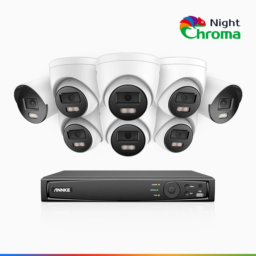 ANNKE NCK500 8 Channel 2 Bullet & 6 Turret Cameras Colour Night Vision PoE System - ANNKE Store