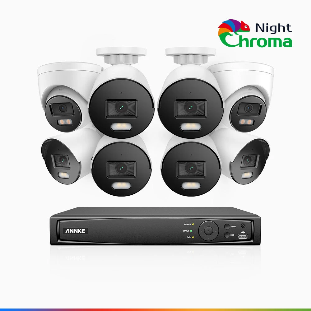 ANNKE NCK500 8 Channel 6 Bullet & 2 Turret Cameras Colour Night Vision PoE System - ANNKE Store